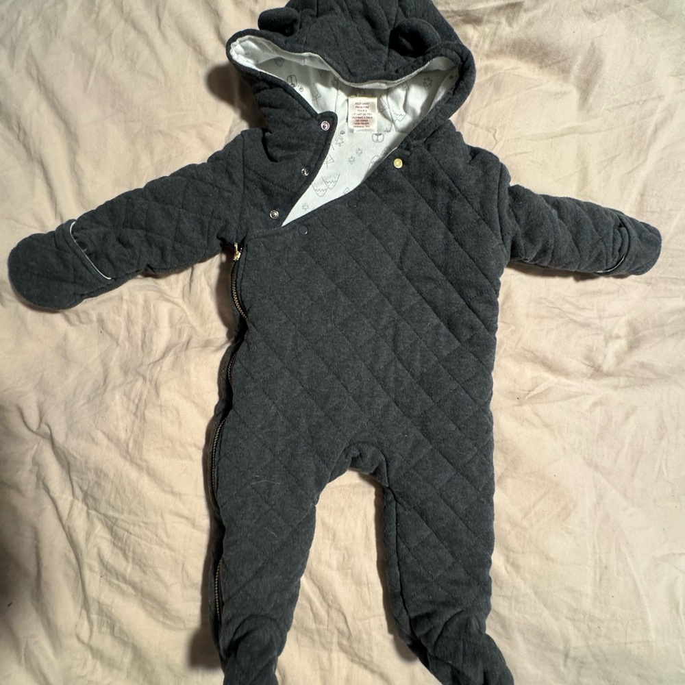 Charcoal Quilted Kids Footie